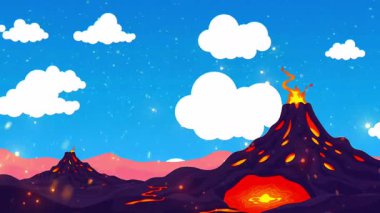 Akan Lavlarla Yanan Volkan Manzarası