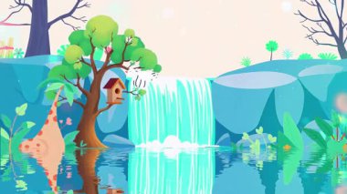 Şelale Manzarası ve Yeşil Ağaç Manzarası