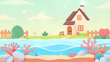 Okyanus Mercanı, evin arka planında.