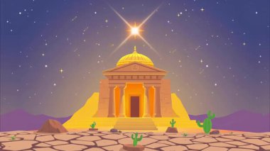 Gece yıldızlarının altındaki çöl manzarası