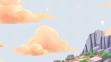 Yumuşak Yüzen Bulutlarla kaplı Dağ Tepeleri