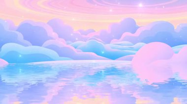 Durgun Su Üzerine Bulut Yansımalı Dramatik Gökyüzü