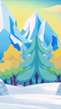 Igloo ve Kar Dağı ile Kış Manzarası