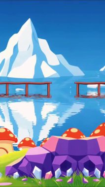 Mantar Evleri ve Buz Dağı ile Fantezi Manzarası