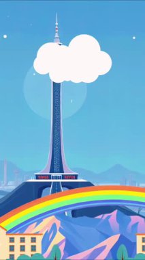 Modern İnşaat ve Fabrikalı Gökkuşağı Şehri