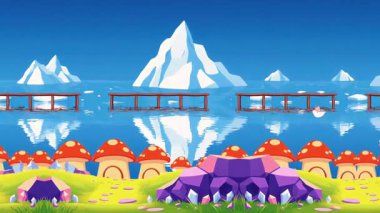 Kristal Mantar Evleriyle Buz Dağları Yansıması