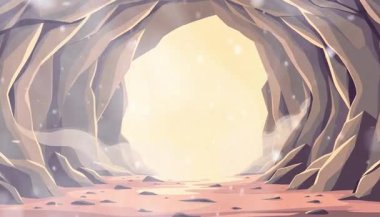 Çöl Mağarası Güneş Işığına Altın Giriş, Arid Sahnesi, Işık ve Gölge, Sıcak ve Gizemli