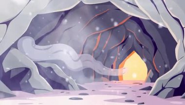 Güneş Işığına Gizemli Mağara Girişi, Kış Sahnesi, Ürkütücü İç Mekan, Gizemli Atmosfer