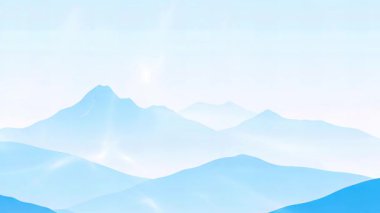 Doğal Sahne Dağı ufukta ışık, gökyüzü, açık mavi sahne