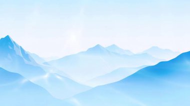 Açık Mavi Dağlar Manzarası, Bulutlu Ufuk, Parlak Işık, Yumuşak ve Doğa