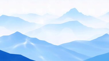 Açık mavi gökyüzü ile Parlak Mavi Dağlar, Doğa Horizon 'da parlıyor