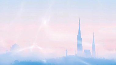 Gökyüzü Şatosu Bulutları, Kule, ufuk manzarası, parlak, açık mavi doğa manzarası