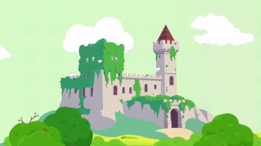 Doğal Kale Ağaçları, gökyüzü, bulutlar, ışık sahnesi