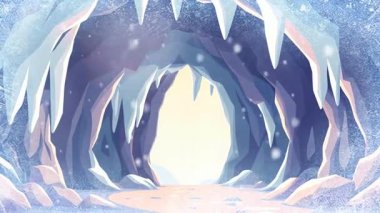 Güneşli ve Aydınlık Güneş ve mağara, kar, bir mağaranın içinde ışık