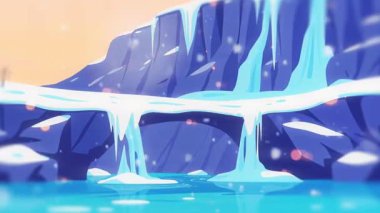 Kar ve Buz Şelalelerinin manzarası, ufuk çizgisi