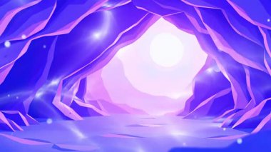 Aydınlatılmış Mağara Girişi Kristal yüzeyli soyut bir Canlandırma Alanı