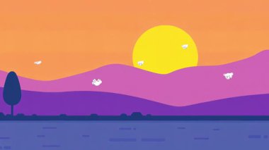 Yumuşak Rüzgârlarla Suyun Üzerinde Huzurlu Günbatımı Şekillendirilmiş Bir Rahatlama Manzarası