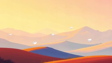 Altın Saat Çöl Canlandırması Şekil Değiştirilmiş Manzarada Ilık ve İnce Hareket