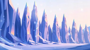 Buzul Spire Vadisi Görkemli Kristal oluşumlarıyla Donmuş Animasyon Manzarası