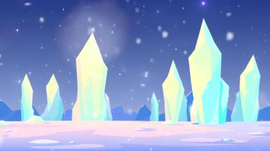 Donmuş Kristal Sahası Kar Tanelerinin Hafif Düşüşü Altında Buz ve Kar Canlandıran Kış Manzarası