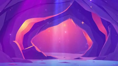 Günbatımı Buzlu Mağara Suyla Işık gradyan gökyüzünün canlandırılmış bir sahnesi