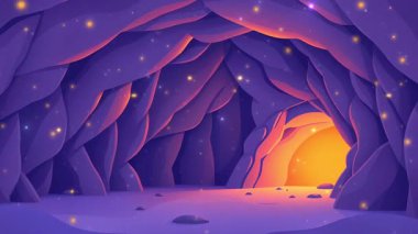 Gün batımındaki mağara, gün batımından gelen ışıkla dolu bir mağara.