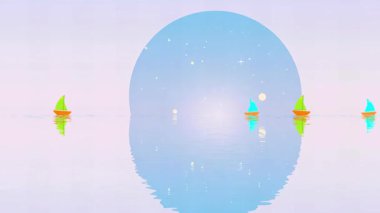 Rüyalarımın Ayışığı Pastel Gökyüzü ve Sakin Yansıtıcı Denizler Hoş Geldiniz Yelkenlileri Yumuşak Ay 'ın Bakışı Altında