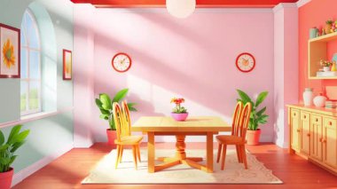 Huzurlu ve Güneşli Yemek Alanı Davetkar Ambiyansı Ev Dekorunda Güzel Bir Işık ve Renk Harmanı