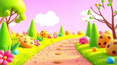 Çiçekli Kurabiye Bulvarı Çiçeklerin ve Şekerli Manzaranın Ortasında Neşeli Gezgin