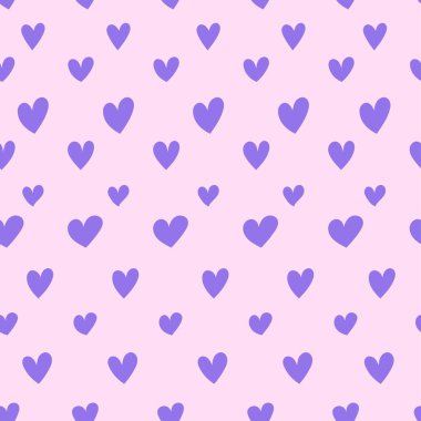 Düz bir şekilde mor kalp deseni. Şirin vektör çizimi. Bitmeyen el çizimi romantik baskı