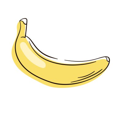 Beyaz arkaplanda izole edilmiş muz simgesi. Çizgi, çizgi. Vektör el çizimi düz resimleme.