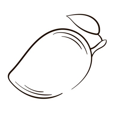 Mango ikon çizgisi sanat tarzı. Meyve bahçesi logosu kimliği için sağlıklı organik mango çizimi. Vektör.
