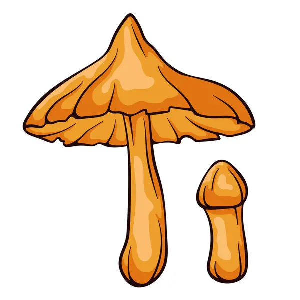 Deadly Webcap Inedible Mushroom Cartoon Style Poisonous Cortinarius Rubellus Black — Stock Vector