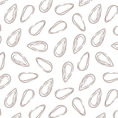 Badem çizgisi, kusursuz desen. Market, baskı, kumaş ve ambalaj kağıdı için el yapımı tasarım. Vektör illüstrasyonu beyaz arkaplanda izole edildi.