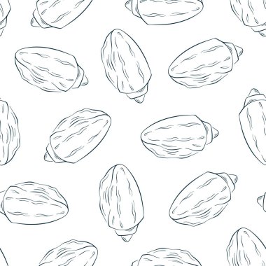 Denizaltı deniz kabuklarının kusursuz deseni sanat tarzında. El çizimi, düz arkaplan. Beyaz arkaplanda vektör illüstrasyonu.