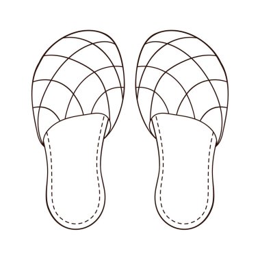 Sanat tarzında ev terlikleri. Erkek ayakkabısı. Web tasarımı için tasarım logosu, ayakkabı mağazası. Vektör illüstrasyonu beyaz arkaplanda izole edildi.