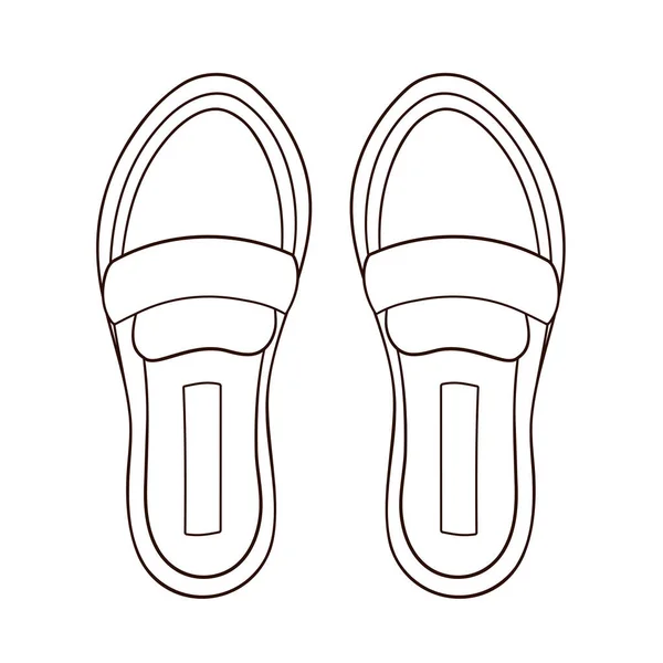 Loafers Shoes Casual Footwear Man Woman Line Art Style Icon — Stock Vector