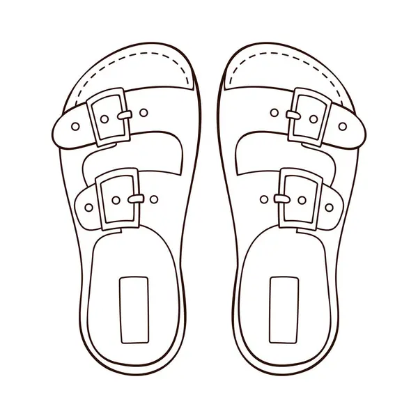 Sandalet sanat tarzında bir simge. Erkekler ve kadınlar için yalın ayak yüzgeçleri. Ayakkabı mağazası için tasarım. Vektör illüstrasyonu beyaz arkaplanda izole edildi.