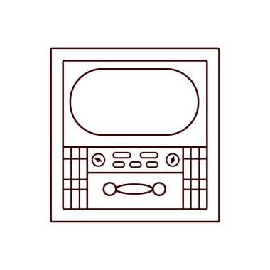 Retro TV sanat tarzında. İnternet sitesi tasarımı için televizyon sembolü, logo, uygulama, ui. Vektör illüstrasyonu beyaz arkaplanda izole edildi.