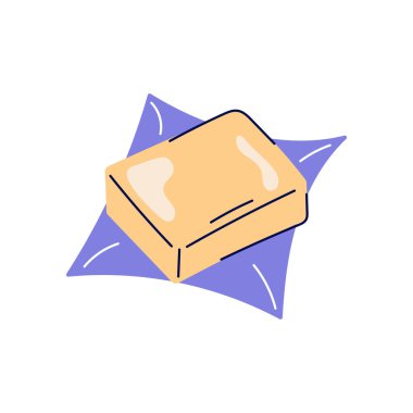 Tereyağı, margarin ya da düz bir şekilde yayılmış. Doğal süt ürünü. Yağ, yemek ve yemek için kalori. Vektör illüstrasyonu beyaz arkaplanda izole edildi