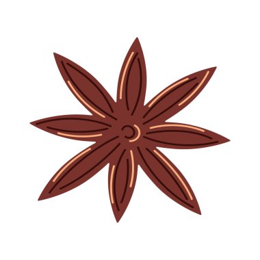 Anasonlu yıldız aroması. Menü tasarımı için Baharatlı Yıldız Tarçın Badyan. Vektör illüstrasyonu beyaz arkaplanda izole edildi.