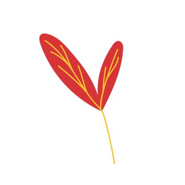 Düz bir sonbahar yaprağı. Dekorasyon, pankart, tebrik kartı ve logo için sonbahar yaprağı tasarımı şablonu. Vektör illüstrasyonu beyaz arkaplanda izole edildi.