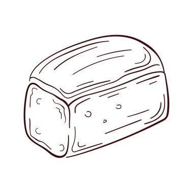 Sanat tarzında ekmek. Fırın menüsü için tasarım. Vektör illüstrasyonu beyaz arkaplanda izole edildi.