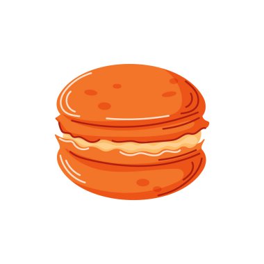 Karikatür tarzında balkabağı portakallı tatlı. Fırın için sonbahar tasarımı, kafe menüsü. Vektör illüstrasyonu beyaz arkaplanda izole edildi.