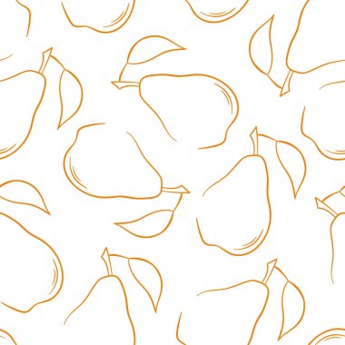 Beyaz arka planda armut desensiz sanat tarzı. Kumaş, davetiye, blog, gönderi, kitap kapağı, ambalaj kağıdı tasarımı.