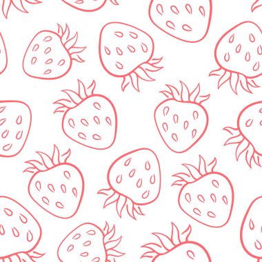 Çilek deseni beyaz arka planda sanat tarzında. Menü, meyve dükkanı, tekstil ve kart için el çizimi tasarımı.
