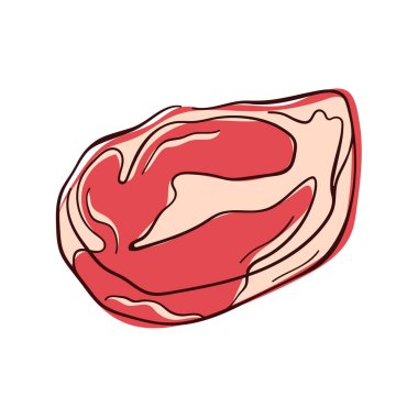 Mermerli çiğ biftek, düz kırmızı ve yağlı dokular. Mutfak, kasap ve gıda endüstrisi tasarımı için ideal..