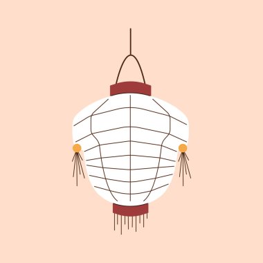 Geleneksel Çin feneri düz çizgilerle. Şenlikli, kültürel ve Asyalı tasarım projeleri için mükemmel. Zarif ve minimal tasarım.