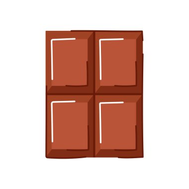 Düz stil çikolatalı, beyaz arka planda izole. Gıda tasarımı, tatlı teması ve şekerleme paketleme için ideal