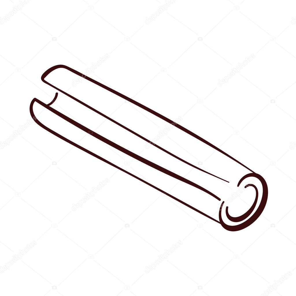 Cinnamon stick roll logo in line art style isolated on a white background